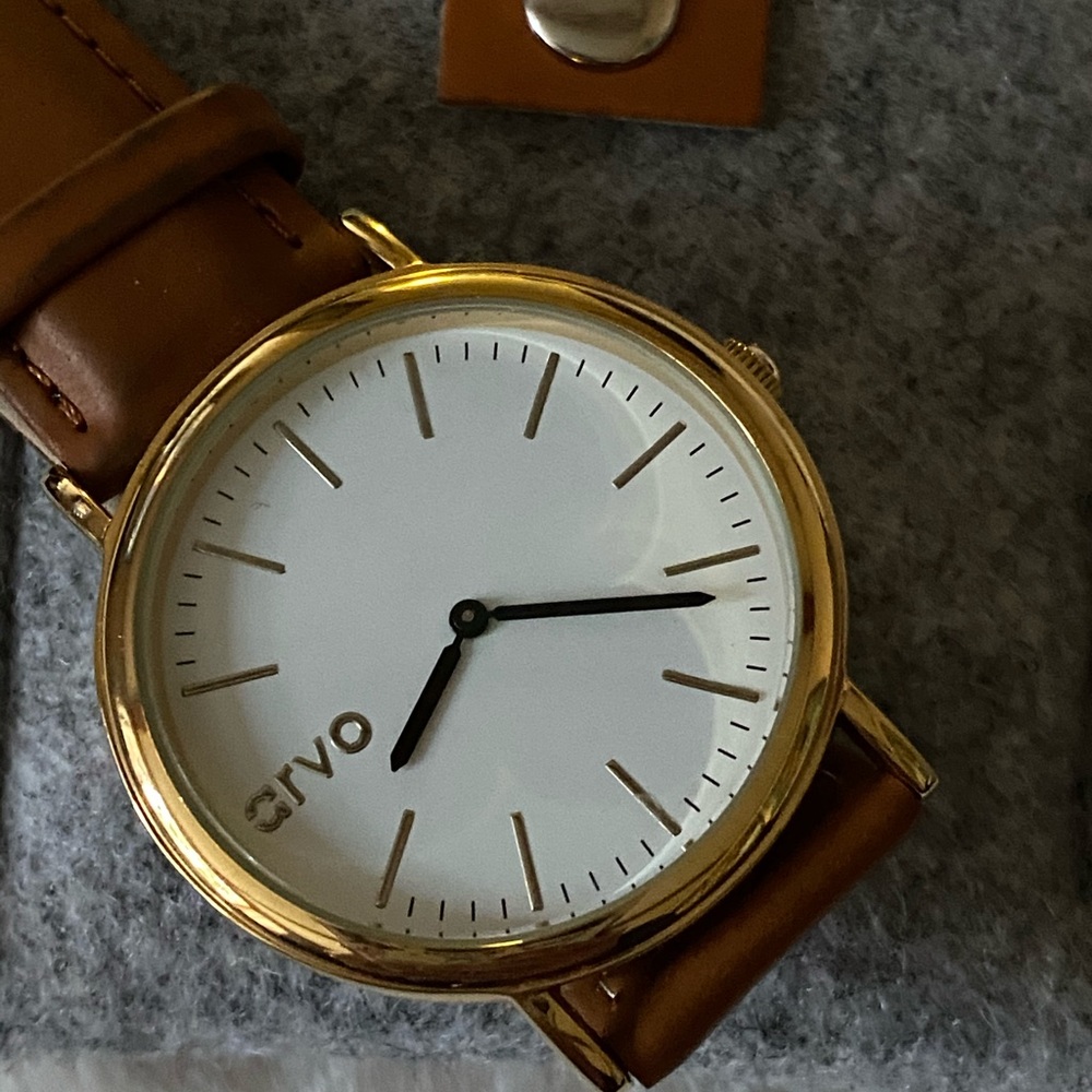 Arvo Leather Band Gold Watch